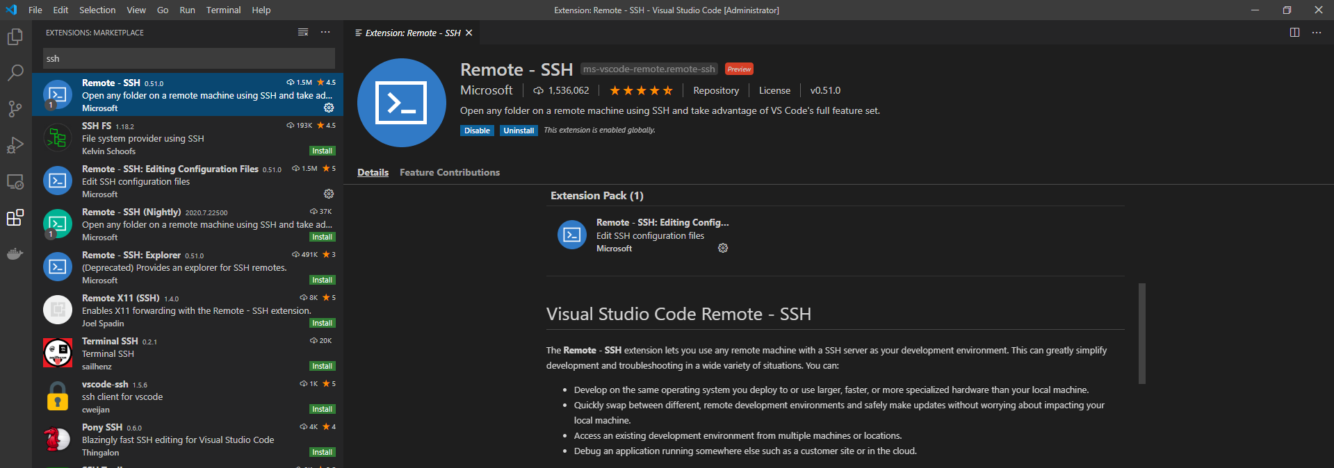 visual studio code remote ssh
